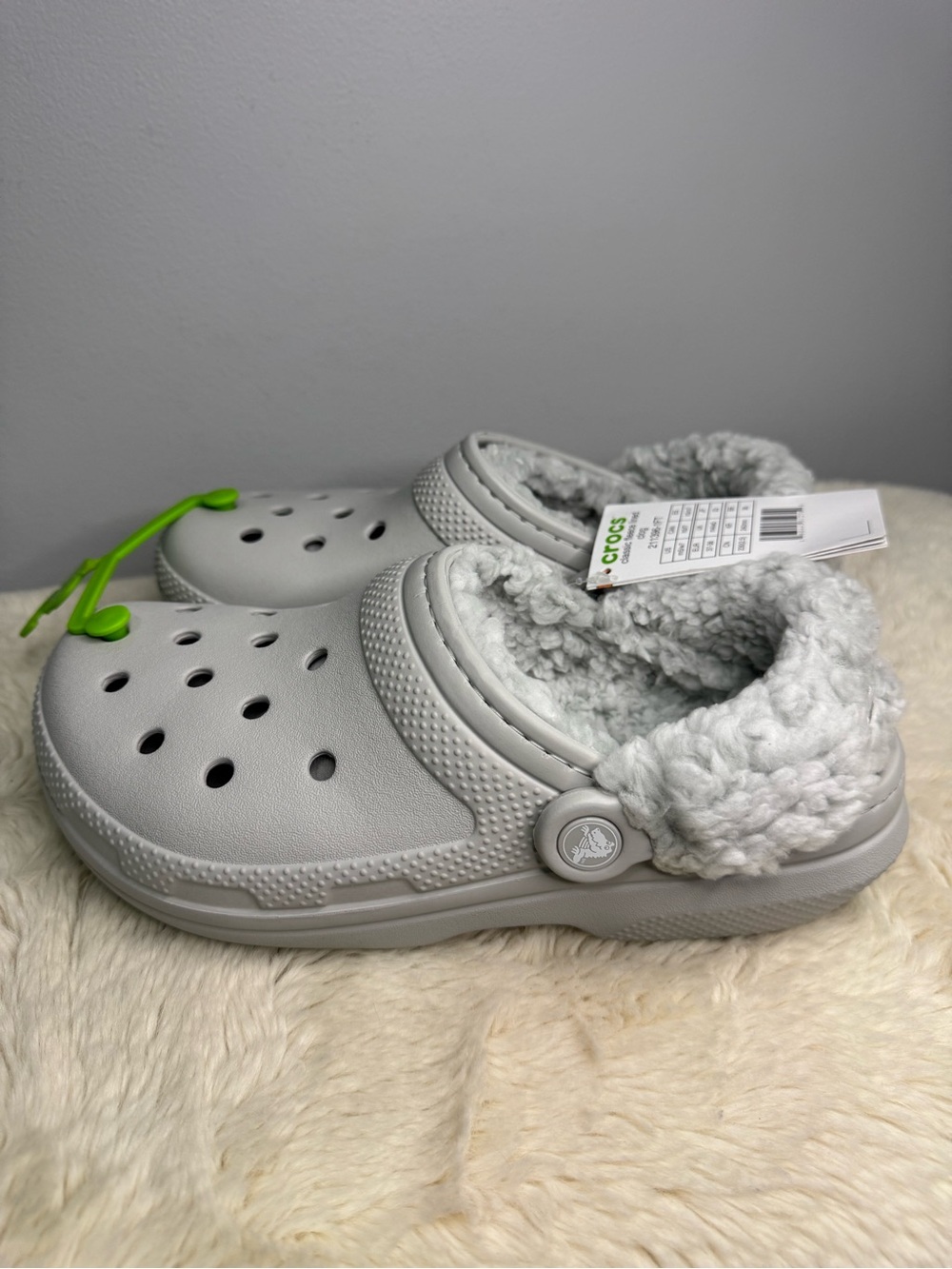 CROCS Classic Fuzz-Lined Clog - Light Gray - Picture 2 of 5